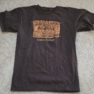 Hard Rock Cafe Yankee Stadium Brown Tee with Gold Accents